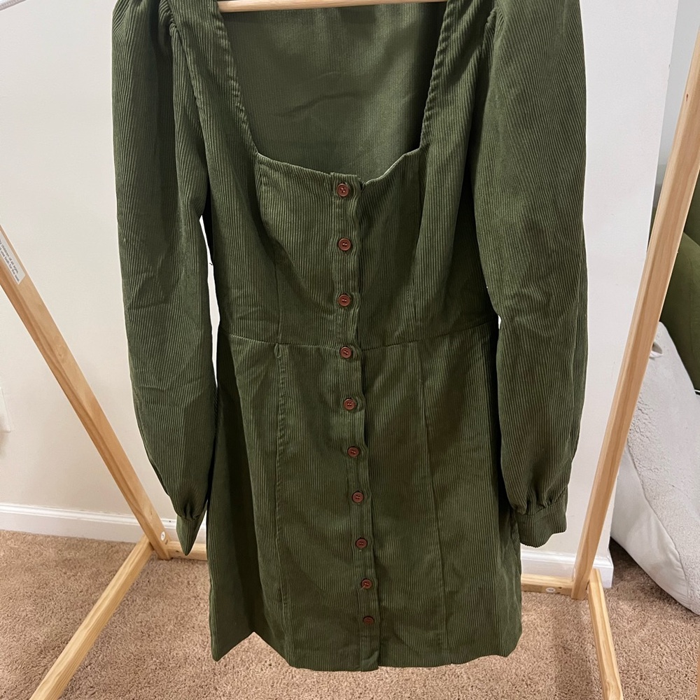 Olive Green Corduroy Dress